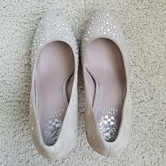 Vince Camuto Suede Rhinestone Round Toe Heels - Picture 7 of 7